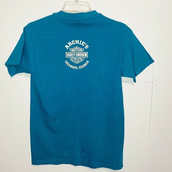 Harley Davidson Motorcycle T-Shirt Youth Large 14-16 Mark of the Millennium Teal - Picture 4 of 5